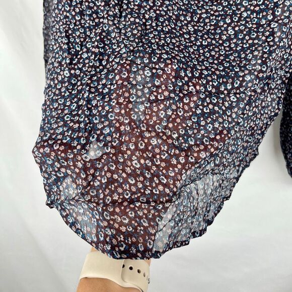 Paige Floral V-neck 100% Silk Sheer Blouse Small - Picture 2 of 12